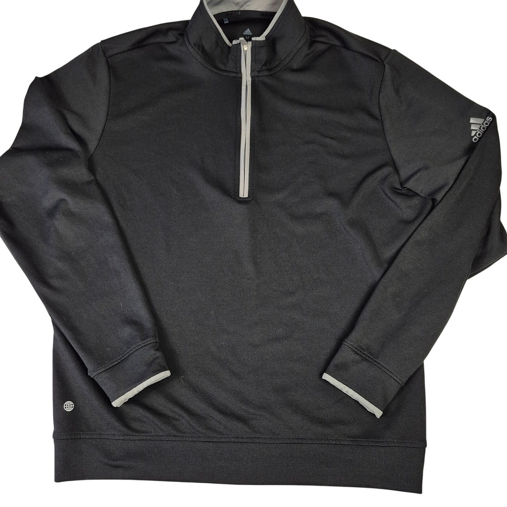 Adidas Pullover Men's M Black Golf Shirt 1/4 Zip End Plastic Waste Long Sleeve